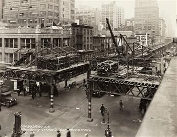 (NEW YORK CITY) A survey of approximately 37 photographs documenting 6th Avenue, apparently around the demolition of the El train.